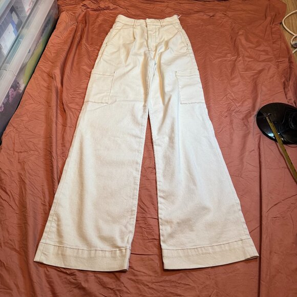 Joe's Petra High Rise Wide Leg Cargo Pants - Natural/Cream - 23 - Picture 2 of 12